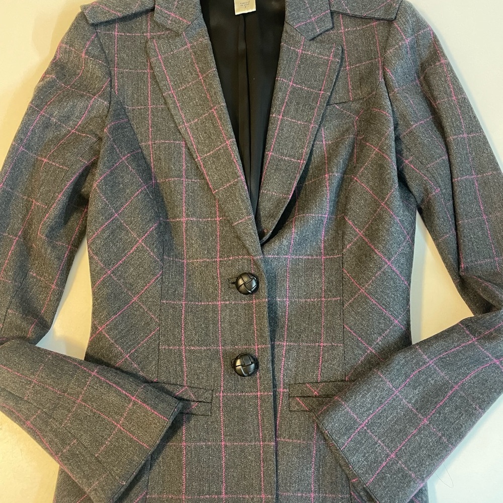 Grey with pink checked blazer - Picture 1 of 4